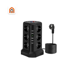 چندراهی برق 12 ستونی مدل XT-G3211  پریز با 5 پورت USB و محافظ اضافه‌بار